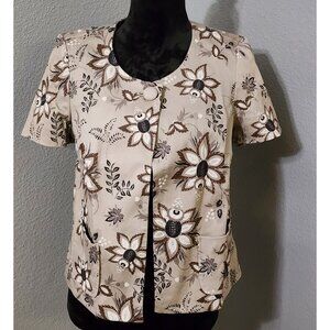 East 5th Blazer Jacket Women’s Size M Tan Brown Short Sleeve Single Breasted